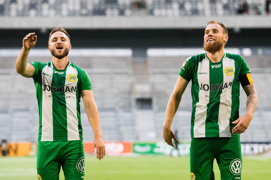Hammarbys Mats Solheim och David Fällman jublar