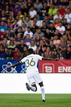Henok Goitom of AIK celebrates