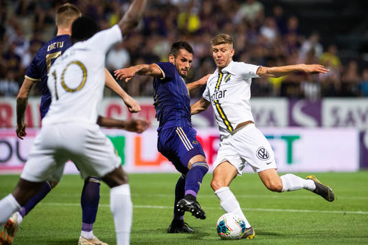 Anton Salétros of AIK attempts to shoot