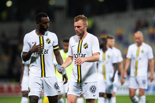 Henok Goitom and Sebastian Larsson of AIK looks dejected