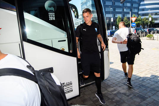 Sören Rieks of Malmö FF arrive at their hotel