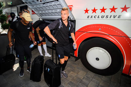 Eric Larsson of Malmö FF arrive at their hotel