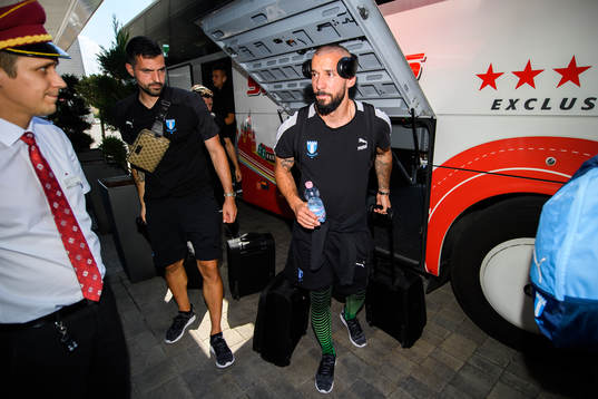 Guillermo Molins of Malmö FF arrive at their hotel