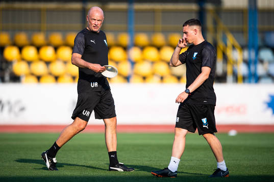 Uwe Rösler, head coach and fystränare Ben Rosen of Malmö