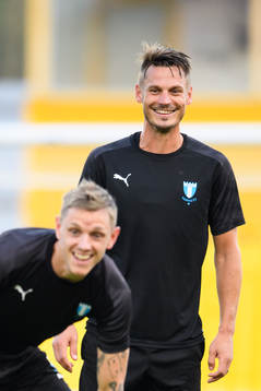 Sören Rieks and Markus Rosenberg of Malmö FF