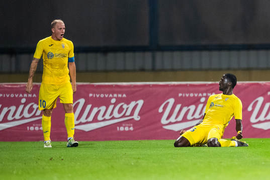 Shamar Nicholson of Domzale celebrates
