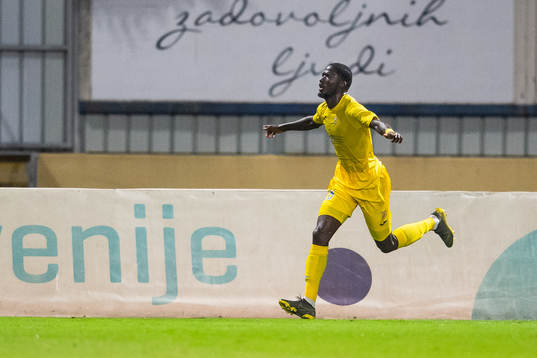 Shamar Nicholson of Domzale celebrates