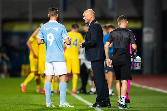 Markus Rosenberg and Uwe Rösler, head coach of Malmö FF