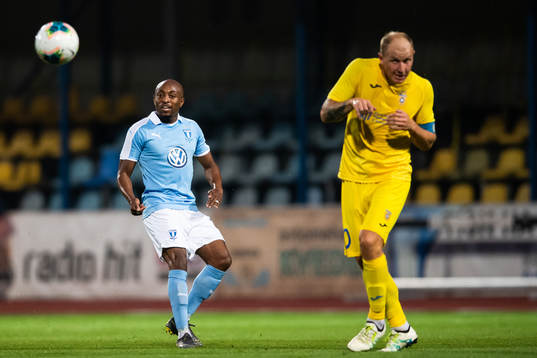 Fouad Bachirou of Malmö FF and Senijad Ibricic of Domzale