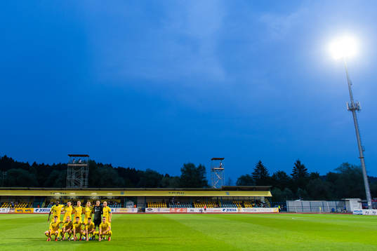 The starting eleven of Domzale pose for a team picture