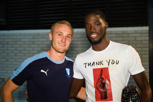 Franz Brorsson of Malmö FF and Shamar Nicholson of Domzale