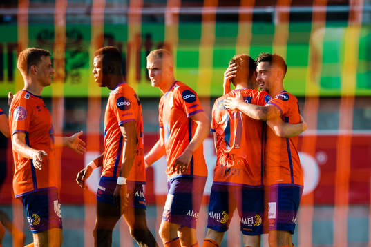 Niklas Fernando Nygaard Castro of Aalesund celebrates the