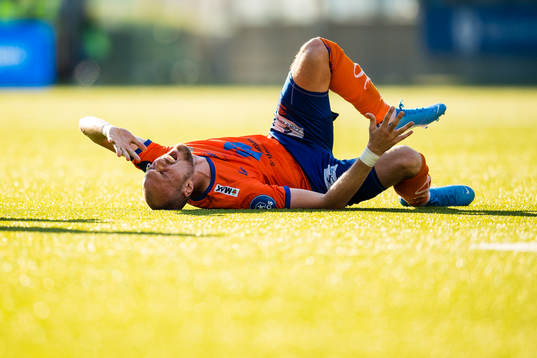Aron Elis Thrandarson of Aalesund in pain