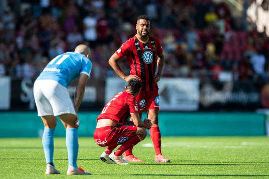 Östersunds Rewan Amin och Noah Sonko Sundberg  deppar efte