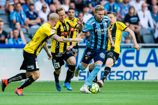 Djurgårdens Jonathan Ring och Häckens Adam Andersson