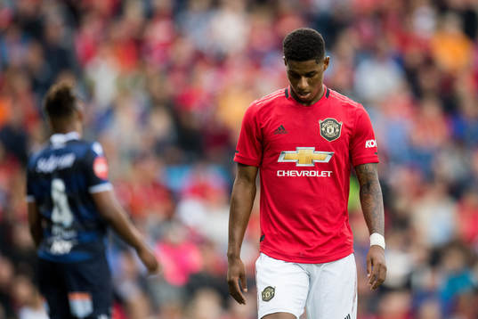 Marcus Rashford of Manchester United looks dejected