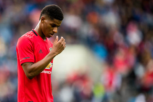 Marcus Rashford of Manchester United looks dejected