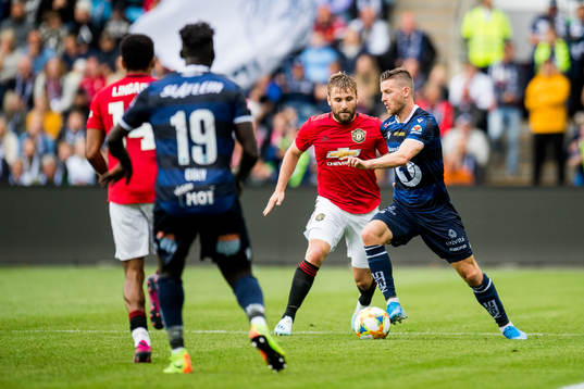 Luke Shaw of Manchester United and Bendik Bye