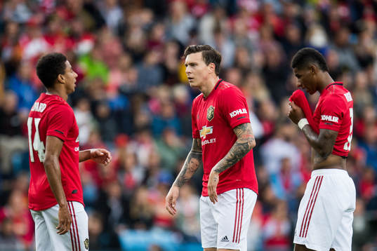 Jesse Lingard and Victor Lindelöf of Manchester United