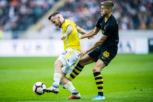 Dino Hotic of Maribor and Anton Salétros of AIK