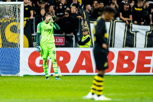 Goalkeeper Oscar Linnér of AIK looks dejected