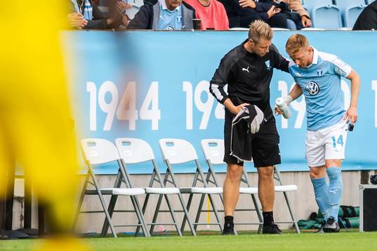 Anders Christiansen of Malmö FF in pain