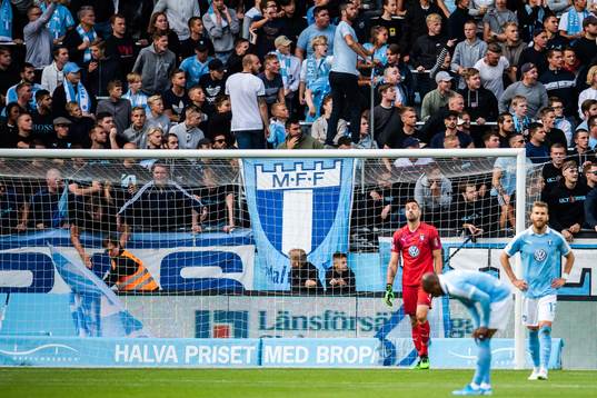 Goalkeeper Dusan Melicharek of Malmö FF looks dejected
