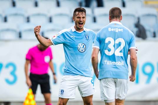 Markus Rosenberg and Jo Inge Berget of Malmö FF celebrates