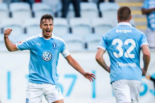 Markus Rosenberg and Jo Inge Berget of Malmö FF celebrates