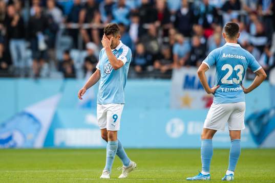 Markus Rosenberg and Marcus Antonsson of Malmö FF look