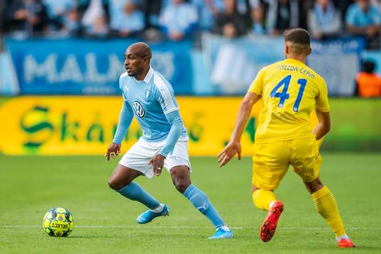 Fouad Bachirou of Malmö FF and Adam Gnezda of Domzale