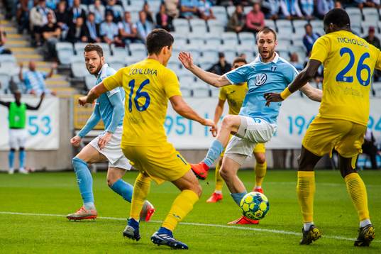 Lasse Nielsen of Malmö FF and Jo Inge Berget of Malmö FF