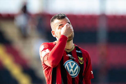 Östersunds Dino Islamovic deppar efeter fotbollsmatchen i