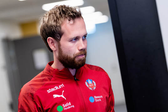 Helsingborgs Anders Randrup före fotbollsmatchen i