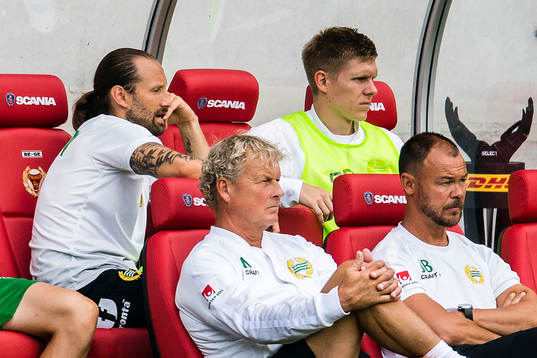Hammarbys målvakt Johan Wiland på bänken