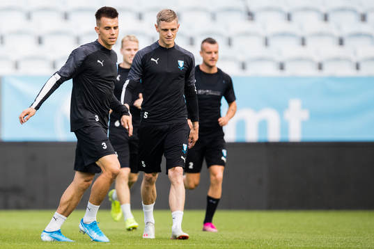 Jonas Knudsen and Sören Rieks of Malmö FF