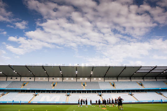 Players of Malmö FF in Malmö Stadium