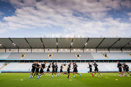 Players of Malmö FF in Malmö Stadium