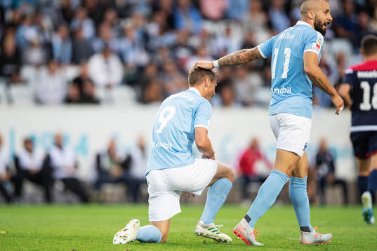 Markus Rosenberg and Guillermo Molins of Malmö FF looks