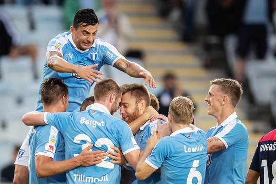 Rasmus Bengtsson and Guillermo Molins of Malmö FF