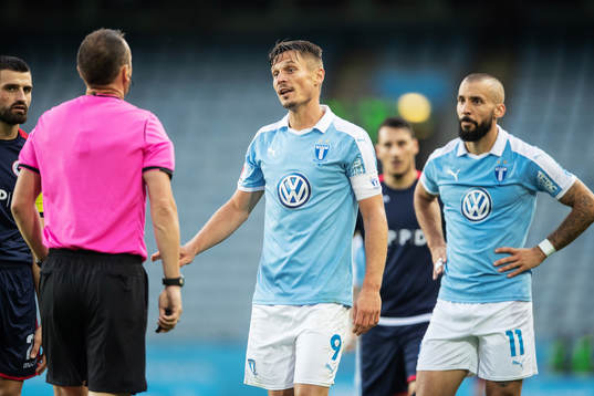 Markus Rosenberg and Guillermo Molins of Malmö FF in