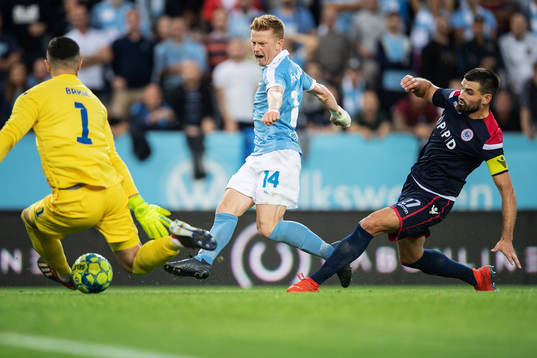 Anders Christiansen of Malmö FF scores 2-0