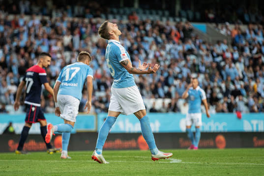 Sören Rieks of Malmö FF reacts