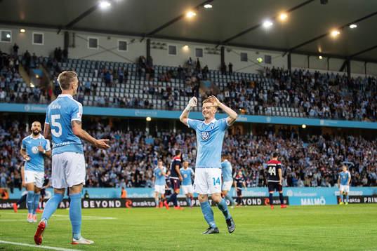 Sören Rieks and Anders Christiansen of Malmö FF celebrates