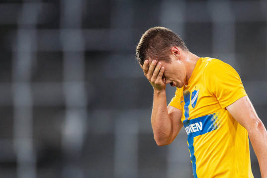 Simon Thern of IFK Norrköping looks dejected