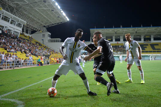 Henok Goitom of AIK in action against Andrej Lukic of
