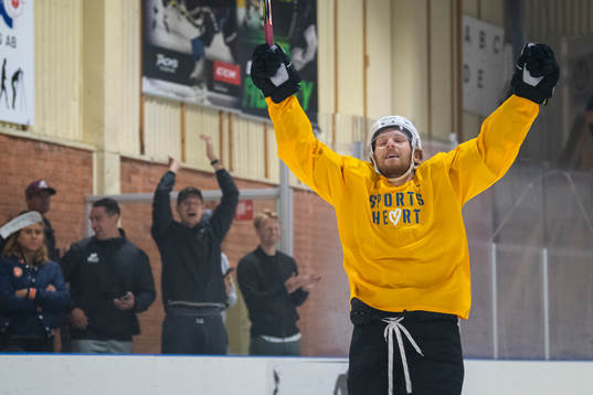Gabriel Landeskog of NHL Allstar Team celebrates