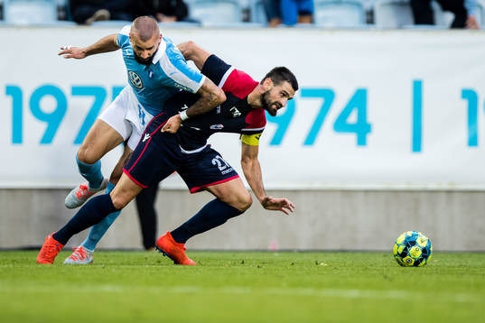 Guillermo Molins of Malmö FF and Slobodan Jakovljevic of