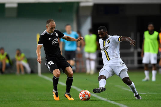 Henok Goitom of AIK in action against Anton of