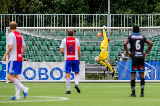 Goalkeeper Saku-Pekka Sahlgren of Sandnes Ulf miss to save